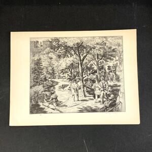 Harry Wickey "Central Park" 1930s Art Print Sketch Vintage New York City NYC